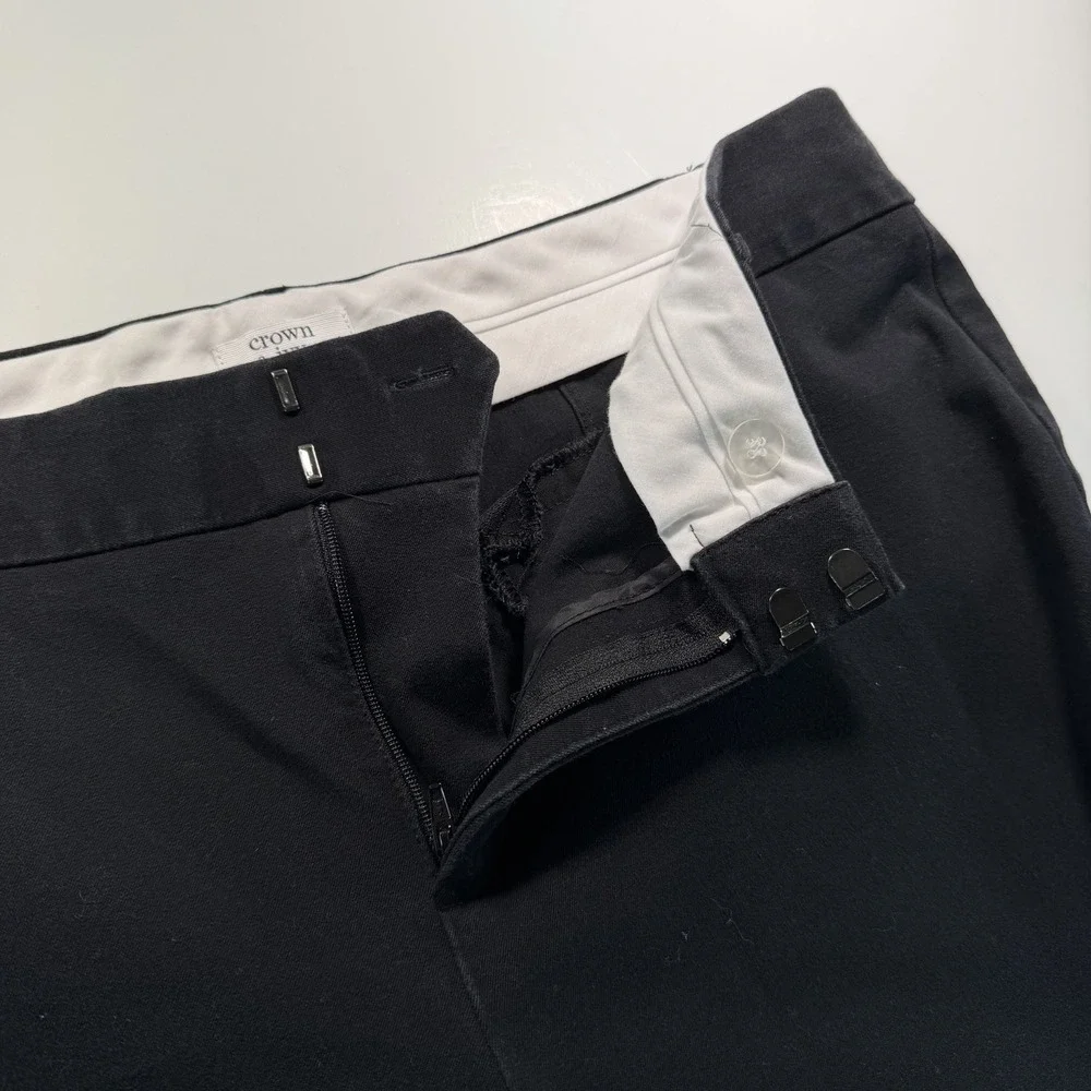 Crown & Ivy Women's‎ Chino Pant Black Straight Leg 14 Cotton Blend